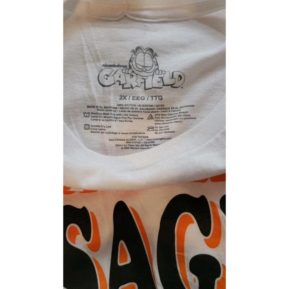 Garfield Lasagna By The Slice Comic Graphic White T-Shirt Size XXL 2X NWT - Picture 5 of 5